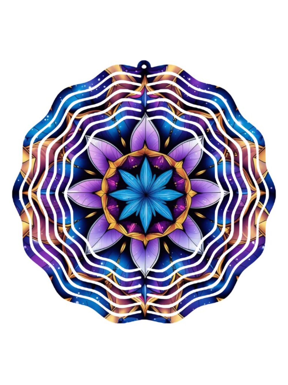 10" Metal Wind Spinner Mandala Purple Blue Outdoor Yard Garden Decor Whirligig